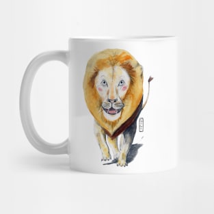 Lion. Hand painted design in watercolor and color pencils Mug